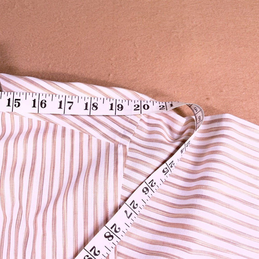 Christian Dior Monsieur Mens Brown White Striped Cotton Dress Shirt 15.5 34/35 - Picture 6 of 10